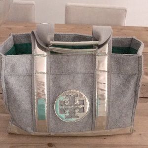 Tory Burch Gray Flannel Tote Bag